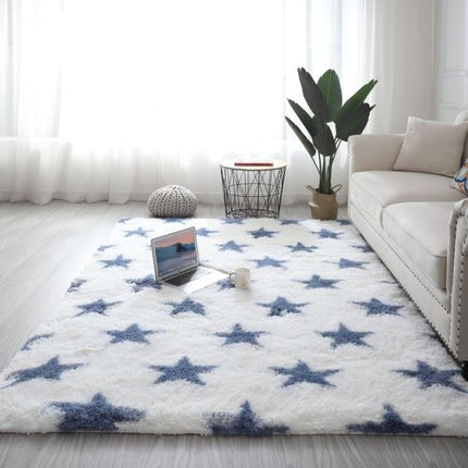 Tappeto morbido blu con stelle