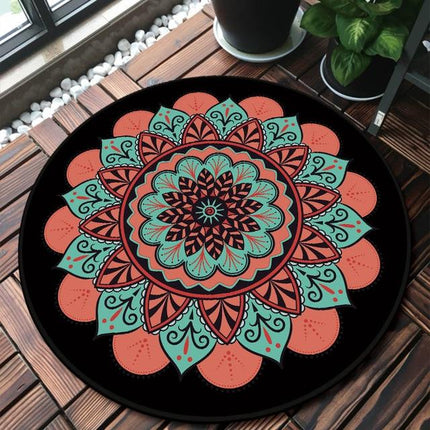 Tappeto rotondo rosa e verde mandala