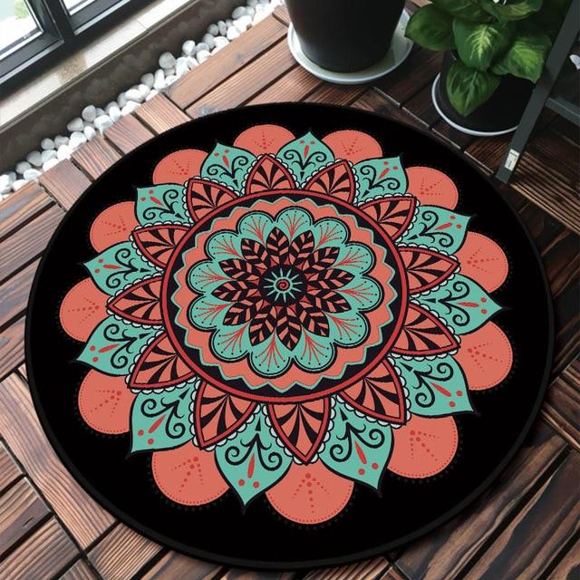 Tappeto rotondo rosa e verde mandala