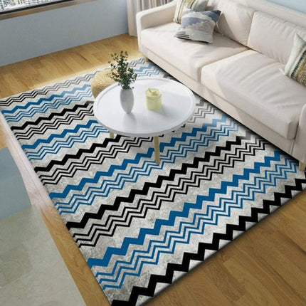 Tappeto Grigio e Blu con chevron