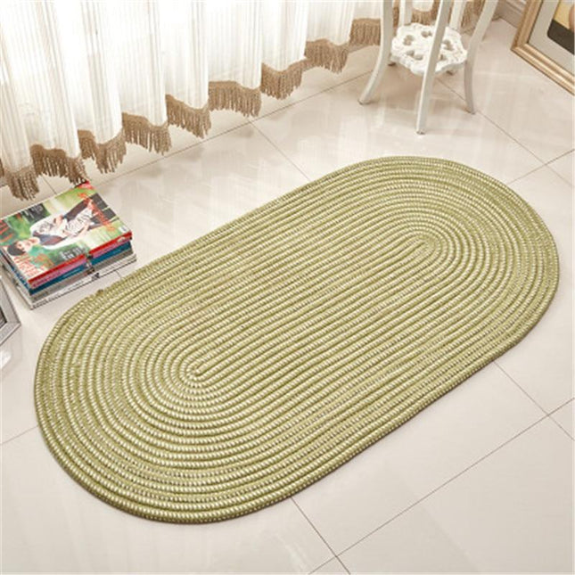 Tappeto ovale verde intrecciato effetto iuta