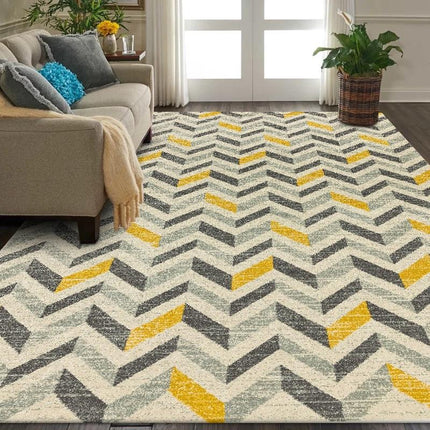 Tappeto giallo senape e grigio chevron