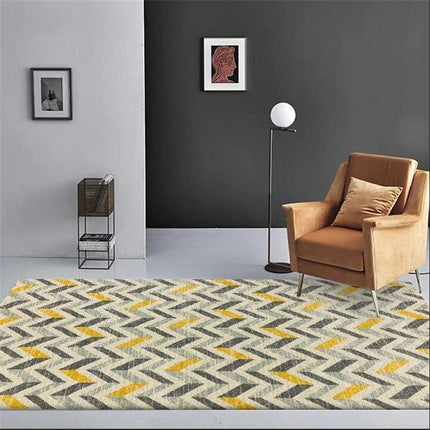 Tappeto giallo senape e grigio chevron