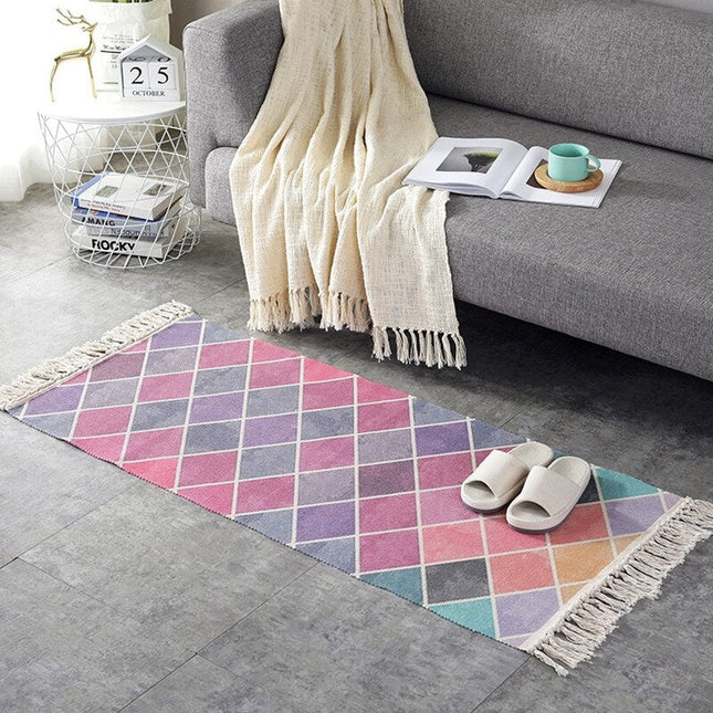 Tappeto a rombi rosa geometrico