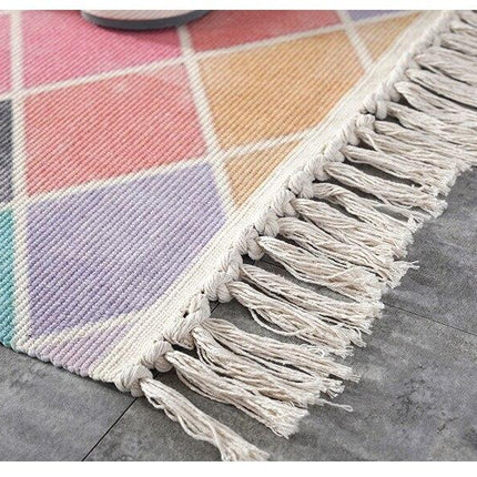 Tappeto a rombi rosa geometrico