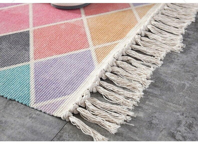 Tappeto a rombi rosa geometrico