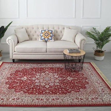 Tappeto Persiano rosso con frange