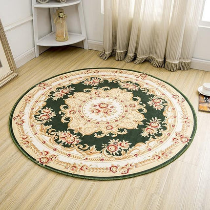 Tappeto Persiano rotondo verde floreale