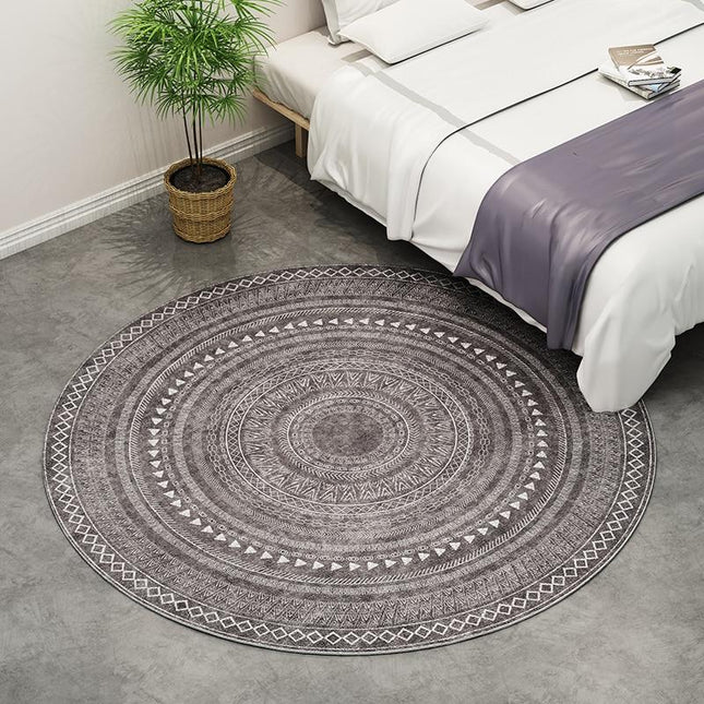 Tappeto rotondo grigio antracite stile etnico