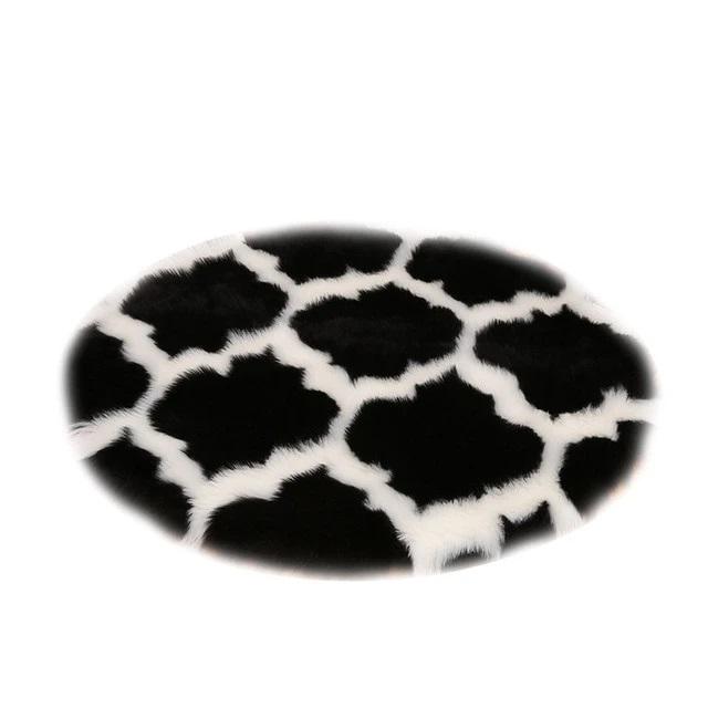 Tappeto rotondo shaggy nero pelo lungo