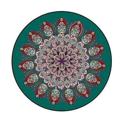 Tappeto rotondo verde scuro mandala