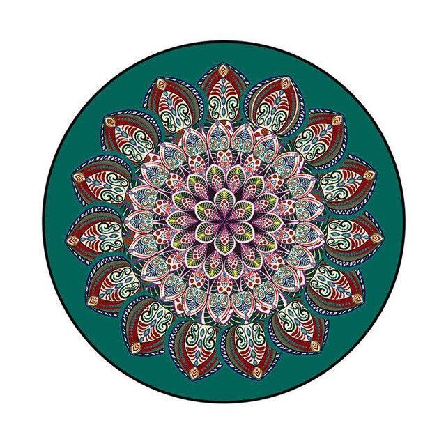 Tappeto rotondo verde scuro mandala