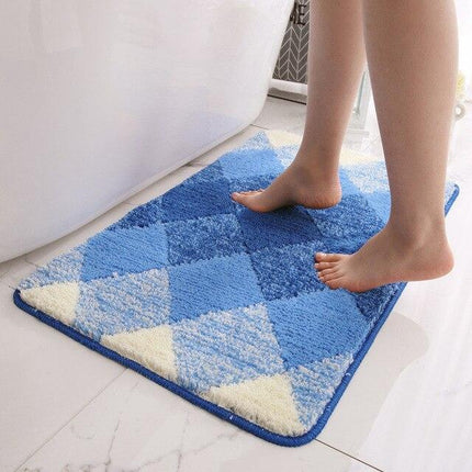 Tappeto bagno antiscivolo blu a rombi