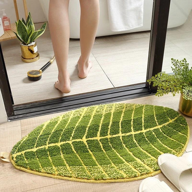 Tappeto da bagno a forma di foglia