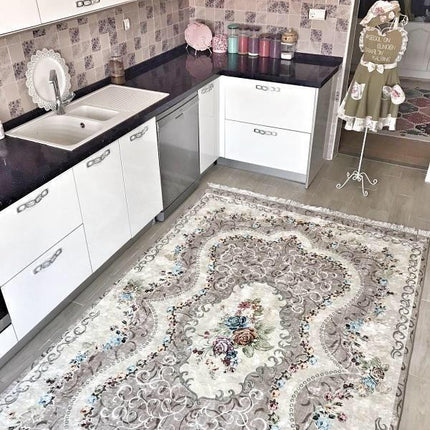 Tappeto da salotto grigio vintage