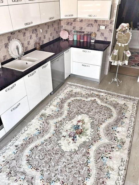 Tappeto da salotto grigio vintage