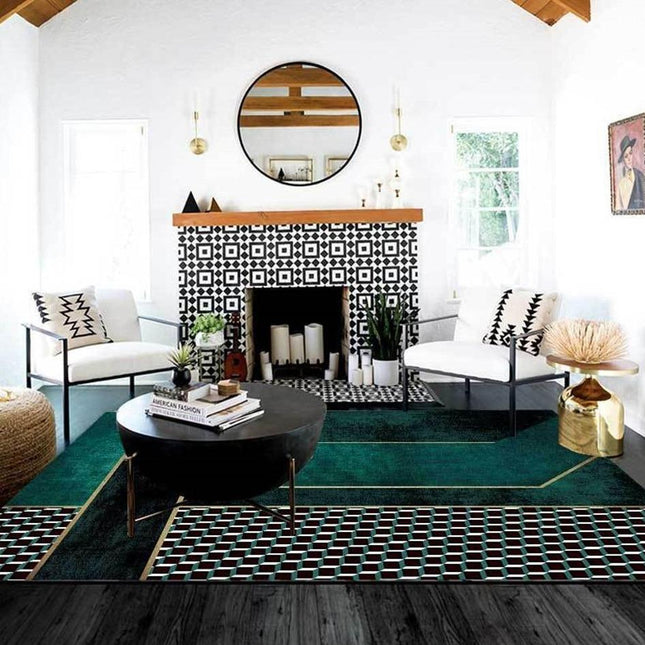 Tappeto moderno soggiorno verde smeraldo