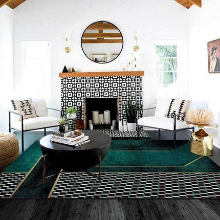Tappeto moderno soggiorno verde smeraldo