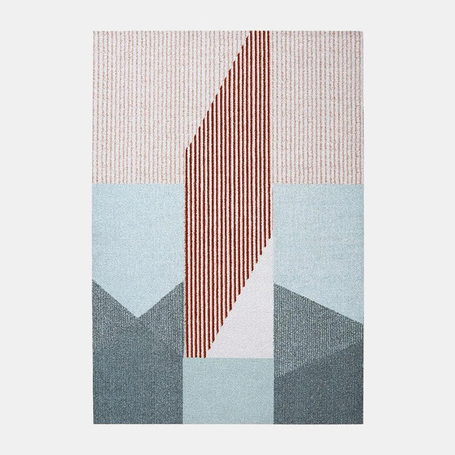 Tappeto design scandinavo grigio blu rosso