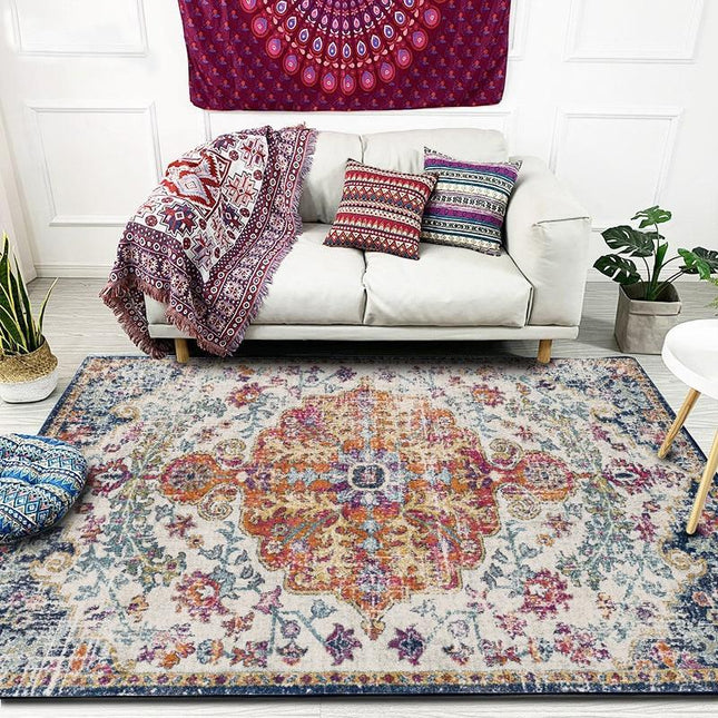 Tappeto vintage beige e arancione