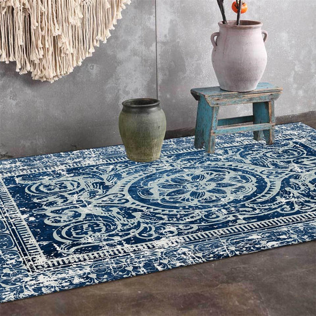 Tappeto Vintage colore Blu Petrolio