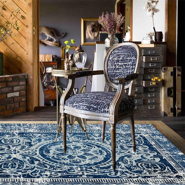Tappeto Vintage colore Blu Petrolio