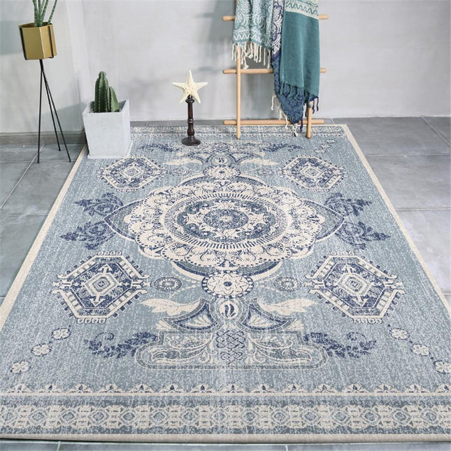 Tappeto Vintage decorato Blu Grigio