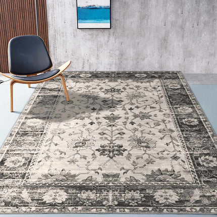 Tappeto vintage grigio e bianco