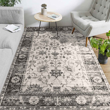 Tappeto vintage grigio e bianco