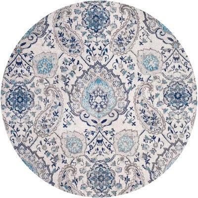 Tappeto Rotondo Vintage con motivi blu